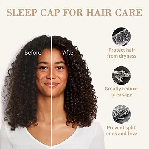 Fittia Satin Lined Sleep Bonnet, Adjustable Non-Slip Cap for Locs, Medium | Silky Satin, Adjustable Fit for All Hair Types thumbnail 2