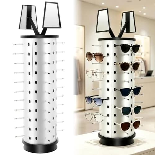 kunghei 360°Spinner Sunglasses Organizer Glasses Holder Display Rack | Rotating Eyewear Stand with Mirrors (38.99 USD) thumbnail 1