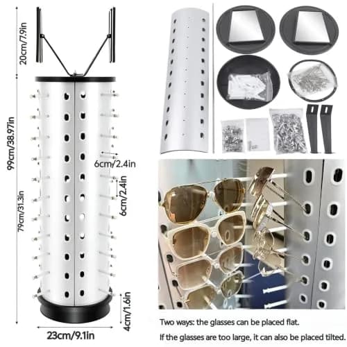 kunghei 360°Spinner Sunglasses Organizer Glasses Holder Display Rack | Rotating Eyewear Stand with Mirrors (38.99 USD) thumbnail 4