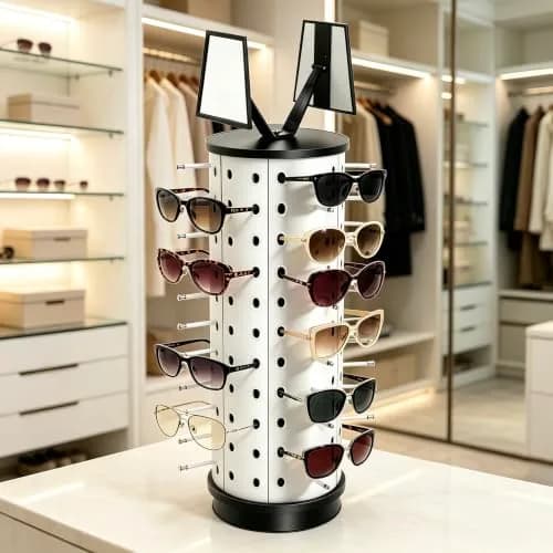 kunghei 360°Spinner Sunglasses Organizer Glasses Holder Display Rack | Rotating Eyewear Stand with Mirrors (38.99 USD) thumbnail 5