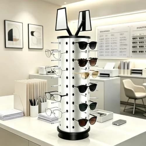 kunghei 360°Spinner Sunglasses Organizer Glasses Holder Display Rack | Rotating Eyewear Stand with Mirrors (38.99 USD) thumbnail 6