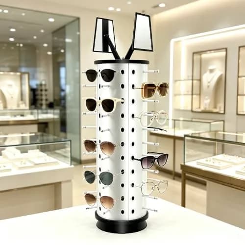 kunghei 360°Spinner Sunglasses Organizer Glasses Holder Display Rack | Rotating Eyewear Stand with Mirrors (38.99 USD) thumbnail 8