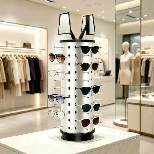 kunghei 360°Spinner Sunglasses Organizer Glasses Holder Display Rack | Rotating Eyewear Stand with Mirrors (38.99 USD) thumbnail 2
