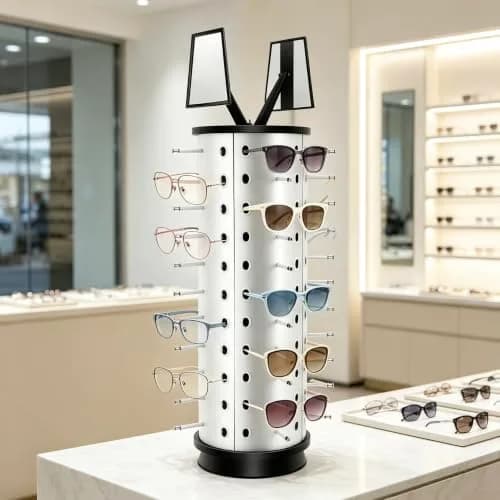 kunghei 360°Spinner Sunglasses Organizer Glasses Holder Display Rack | Rotating Eyewear Stand with Mirrors (38.99 USD) thumbnail 3