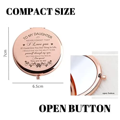 GAOLZIUY Rose Gold Daughter Compact Mirror | 7.49cm (2.95in) Diameter thumbnail 5