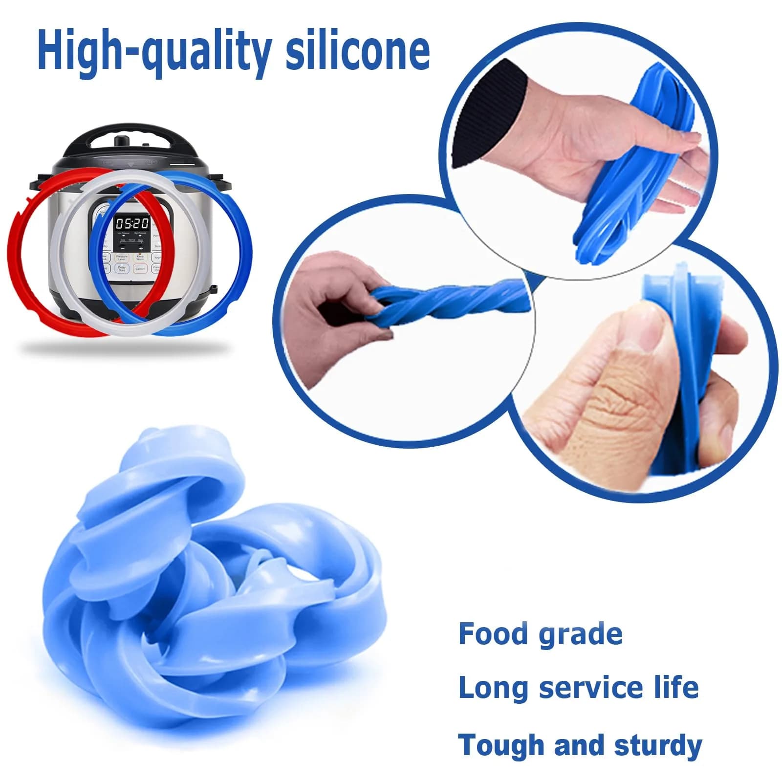 Fuator 3Qt Instant Pot Sealing Ring & Float Valve Caps | 3 Pack Clear, Red, Blue - view 6