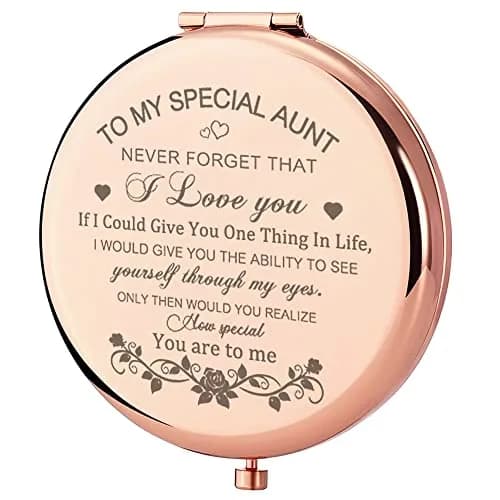 GAOLZIUY Rose Gold Compact Mirror with 2x Magnification | 7 cm (2.7"L x 2.3"W) Handheld Makeup Mirror thumbnail 1