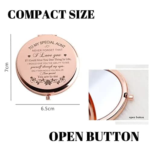 GAOLZIUY Rose Gold Compact Mirror with 2x Magnification | 7 cm (2.7"L x 2.3"W) Handheld Makeup Mirror thumbnail 4