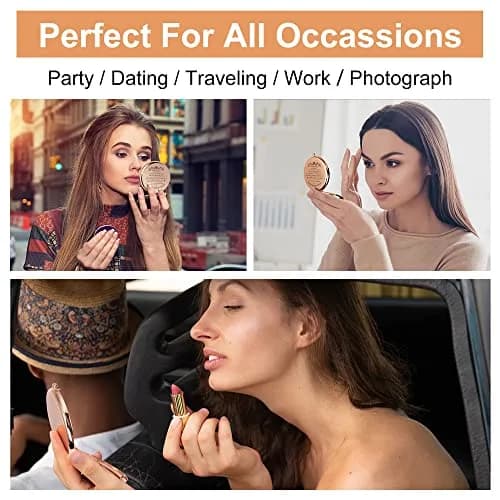 GAOLZIUY Rose Gold Compact Mirror with 2x Magnification | 7 cm (2.7"L x 2.3"W) Handheld Makeup Mirror thumbnail 7