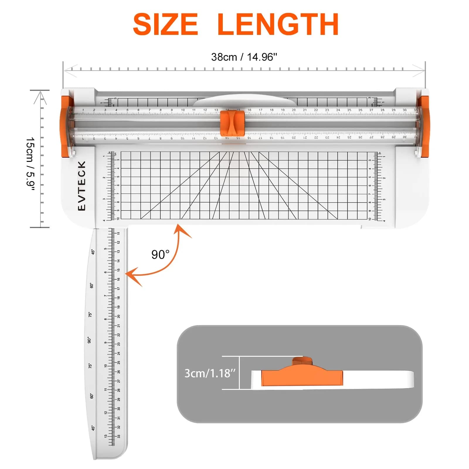 Evteck 12-Inch Slider Paper Cutter with Foldable Ruler, A4/Cardstock/Photo Trimmer - White - view 2