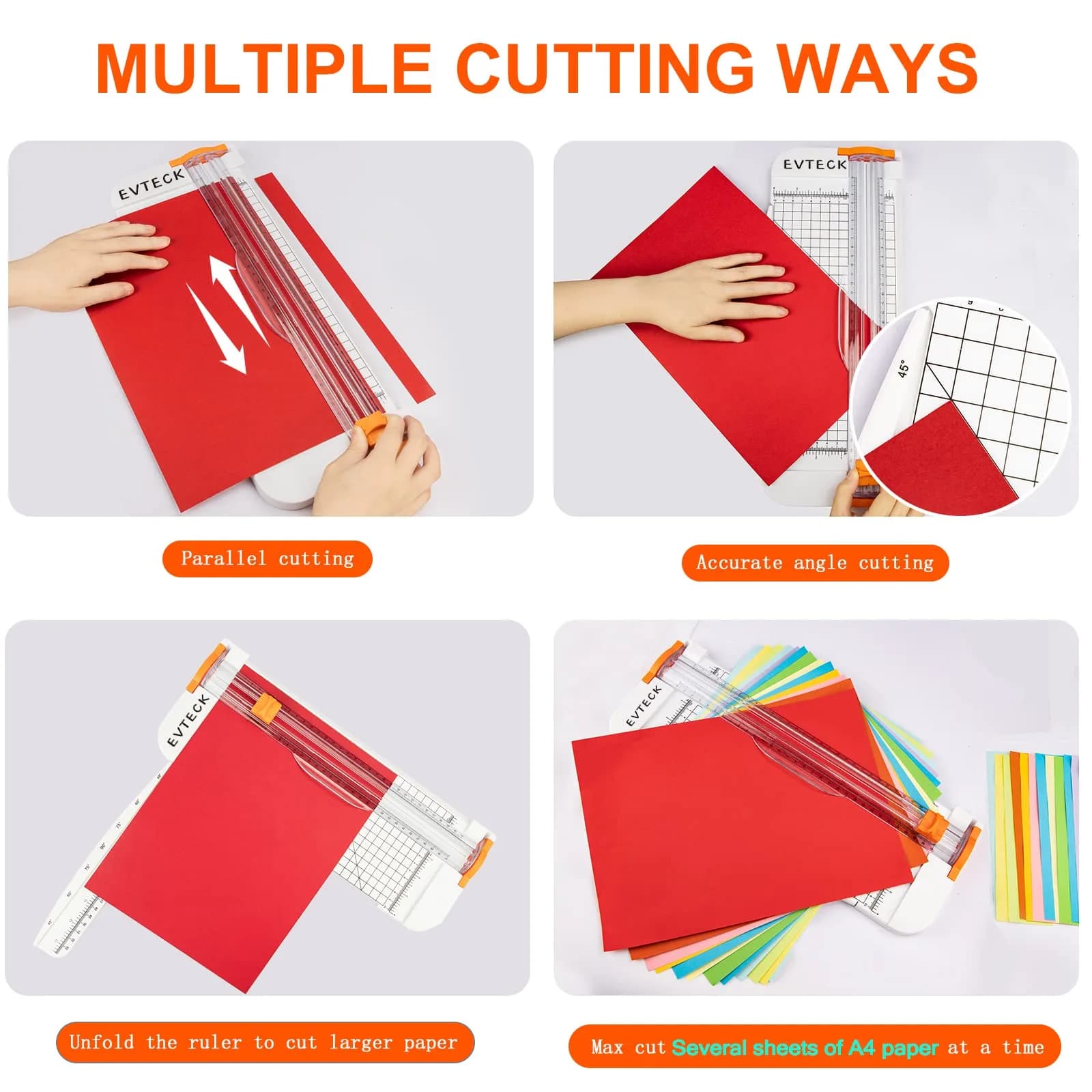 Evteck 12-Inch Slider Paper Cutter with Foldable Ruler, A4/Cardstock/Photo Trimmer - White - view 3