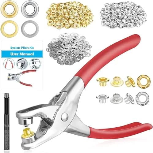 PAXCOO Grommet Eyelet Pliers Kit 1/4 Inch | Light-Duty Leather & Fabric Tool (Inside Dia: 6.4mm/Outer Dia: 12mm) thumbnail 1