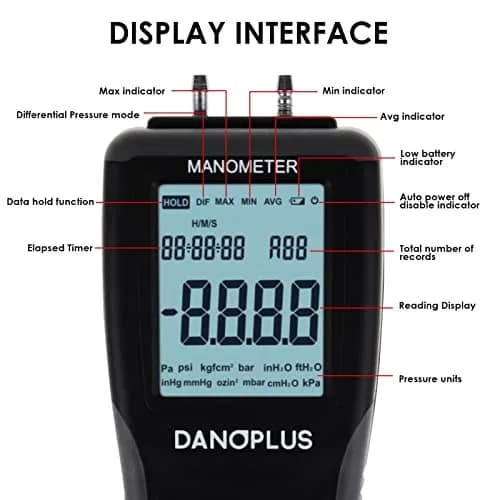 DANOPLUS Digital Manometer Gas Pressure Tester ±2.000psi | Accurate HVAC Air Pressure Meter with Data Record thumbnail 7