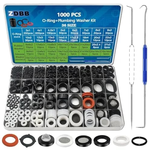 ZDBB 1000 Pcs O Ring & Washer Kit | Assorted Sizes for Plumbing & Appliances thumbnail 1