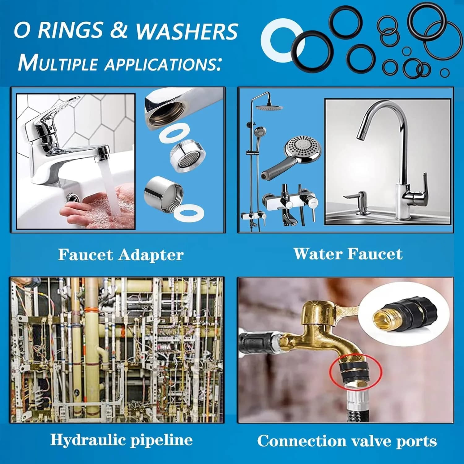 ZDBB 1000 Pcs O Ring & Washer Kit | Assorted Sizes for Plumbing & Appliances - view 4