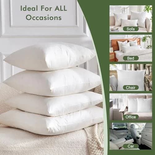 TOPGREEN Feather Down Throw Pillow Inserts 18 x 18 | Organic Cotton, Soft & Lofty (70-120 chars) thumbnail 8