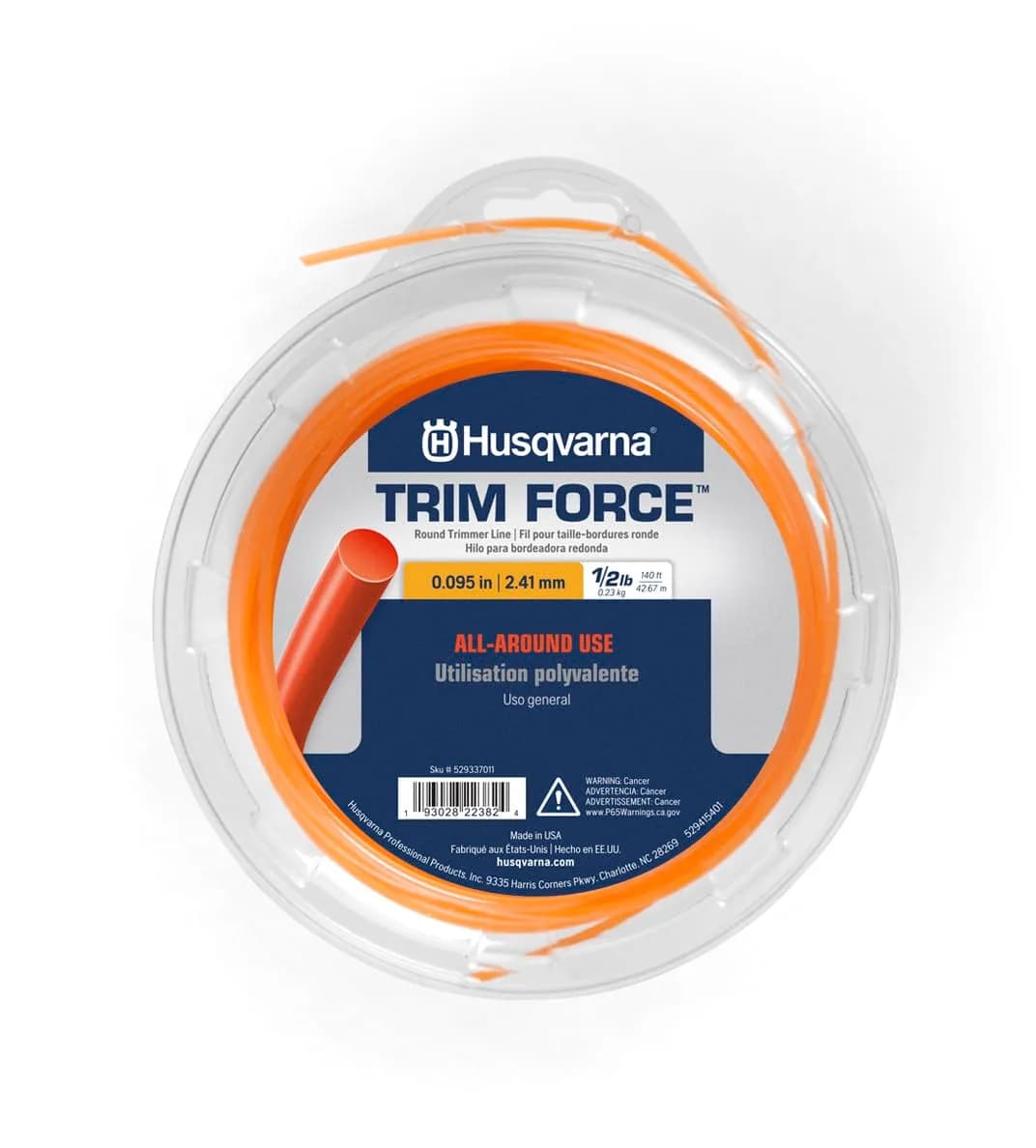 Husqvarna Trimforce .095 Inch, 140 Ft Spooled String Trimmer Line | Durable, Energy-Efficient Weed Eater Line