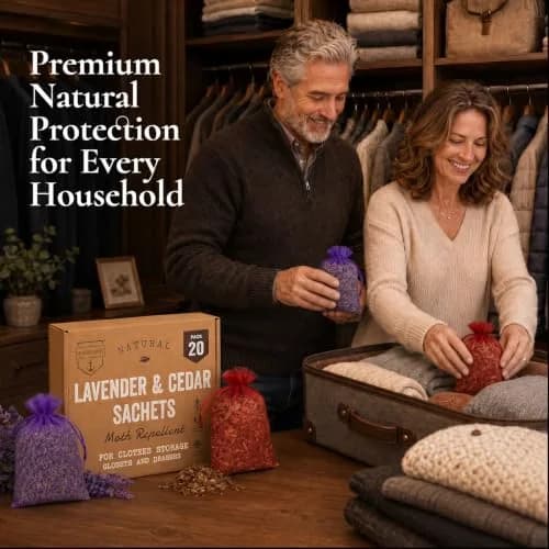 HOUNDSBAY Cedar and Lavender Sachets for Drawers and Closets 20 Packs | Natural Moth & Pest Repellent with Fresh Scent (120 characters) thumbnail 7
