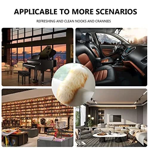 iHUFeather Lambswool Duster 14'' Length Solid Wooden Handle Leather Hang Strap for Cleaning Ceiling Fans Window Blinds Computer Furniture Figurines TV | Soft Lamb Wool Dusting Tool thumbnail 7