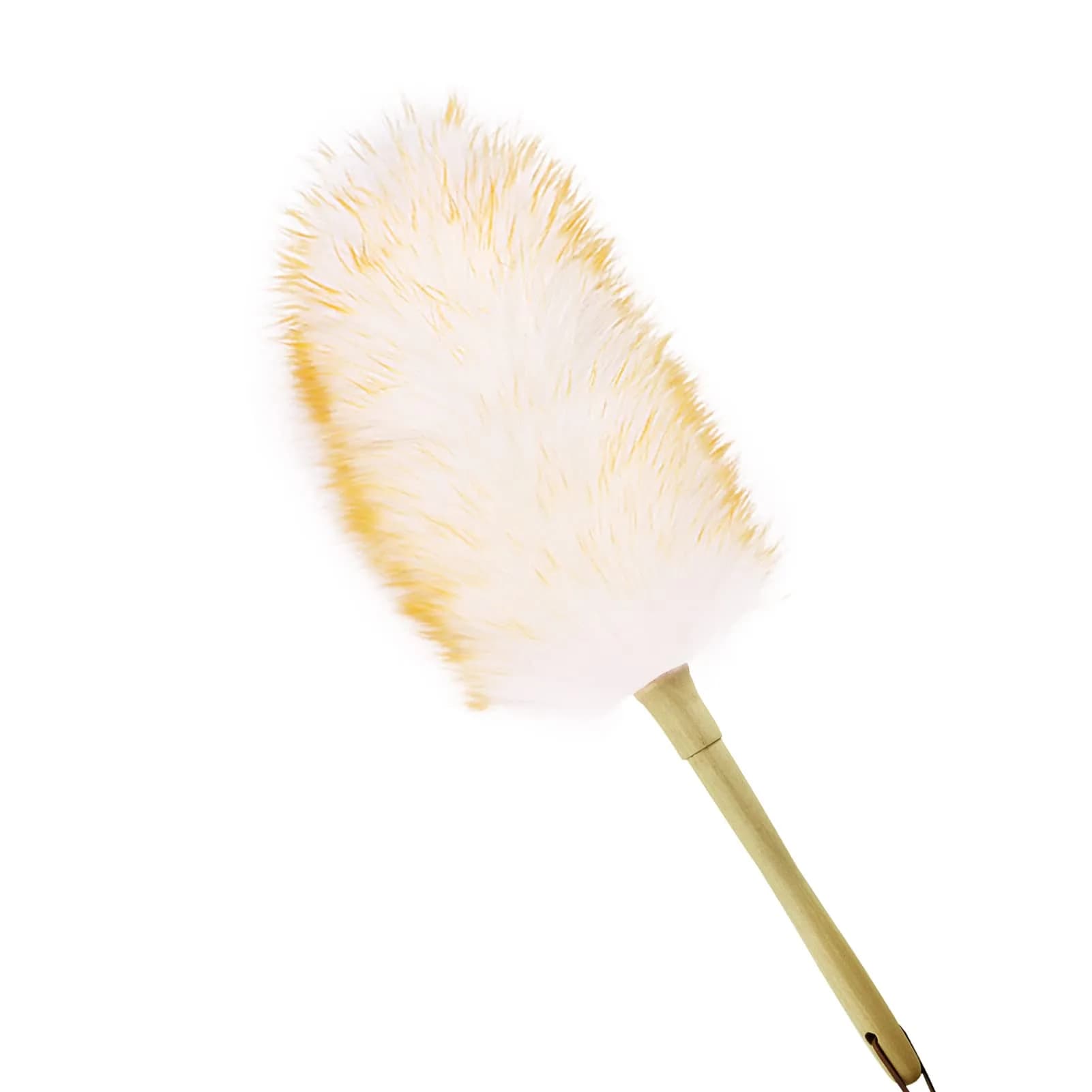 iHUFeather Lambs Wool Duster 16'' | Soft, Non-Scratch Dusting Tool for Delicate Surfaces — Yellow+white