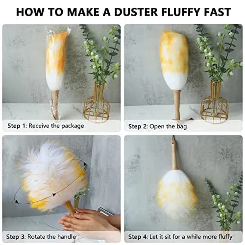 iHUFeather Lambs Wool Duster 16'' | Soft, Non-Scratch Dusting Tool for Delicate Surfaces thumbnail 4