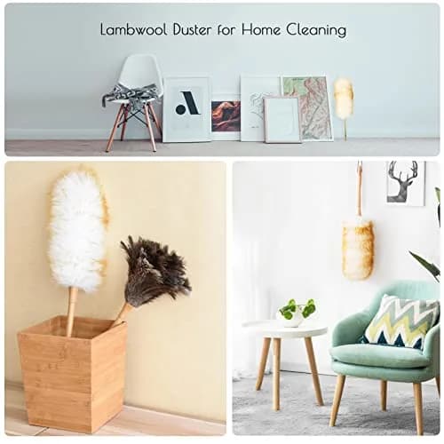 iHUFeather Lambs Wool Duster 16'' | Soft, Non-Scratch Dusting Tool for Delicate Surfaces thumbnail 5