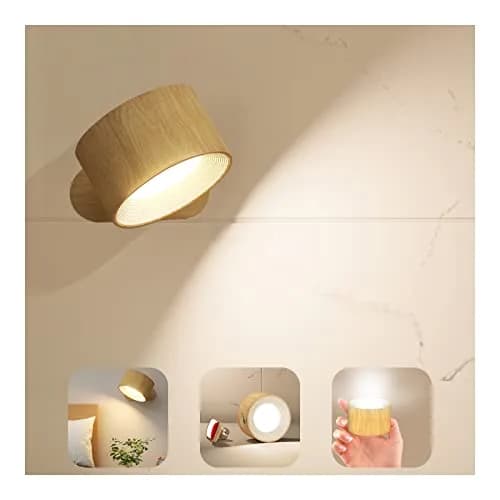 Koopala LED Sconces Wall Mounted Lamps with Rechargeable Battery, 3 Color Temps & Brightness, 360° Rotation, Cordless Bedside Light thumbnail 1