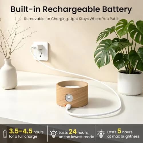 Koopala LED Sconces Wall Mounted Lamps with Rechargeable Battery, 3 Color Temps & Brightness, 360° Rotation, Cordless Bedside Light thumbnail 5