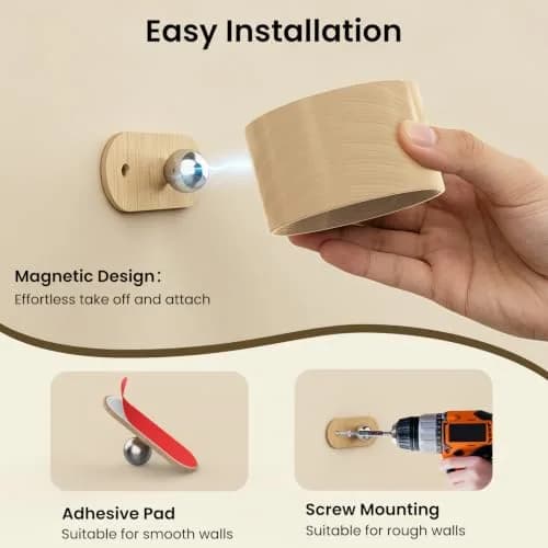Koopala LED Sconces Wall Mounted Lamps with Rechargeable Battery, 3 Color Temps & Brightness, 360° Rotation, Cordless Bedside Light thumbnail 6