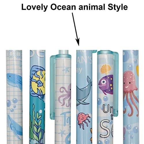 Maydahui 12 PCS Blue Sea Animal Gel Pens Black Ink Retractable | Smooth Writing, 0.5mm Fine Point thumbnail 3