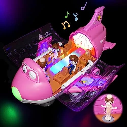 Ynybusi Airplane Toys for Toddlers 10 inches Pink | Realistic Lights & Sounds for Kids 3+ thumbnail 2