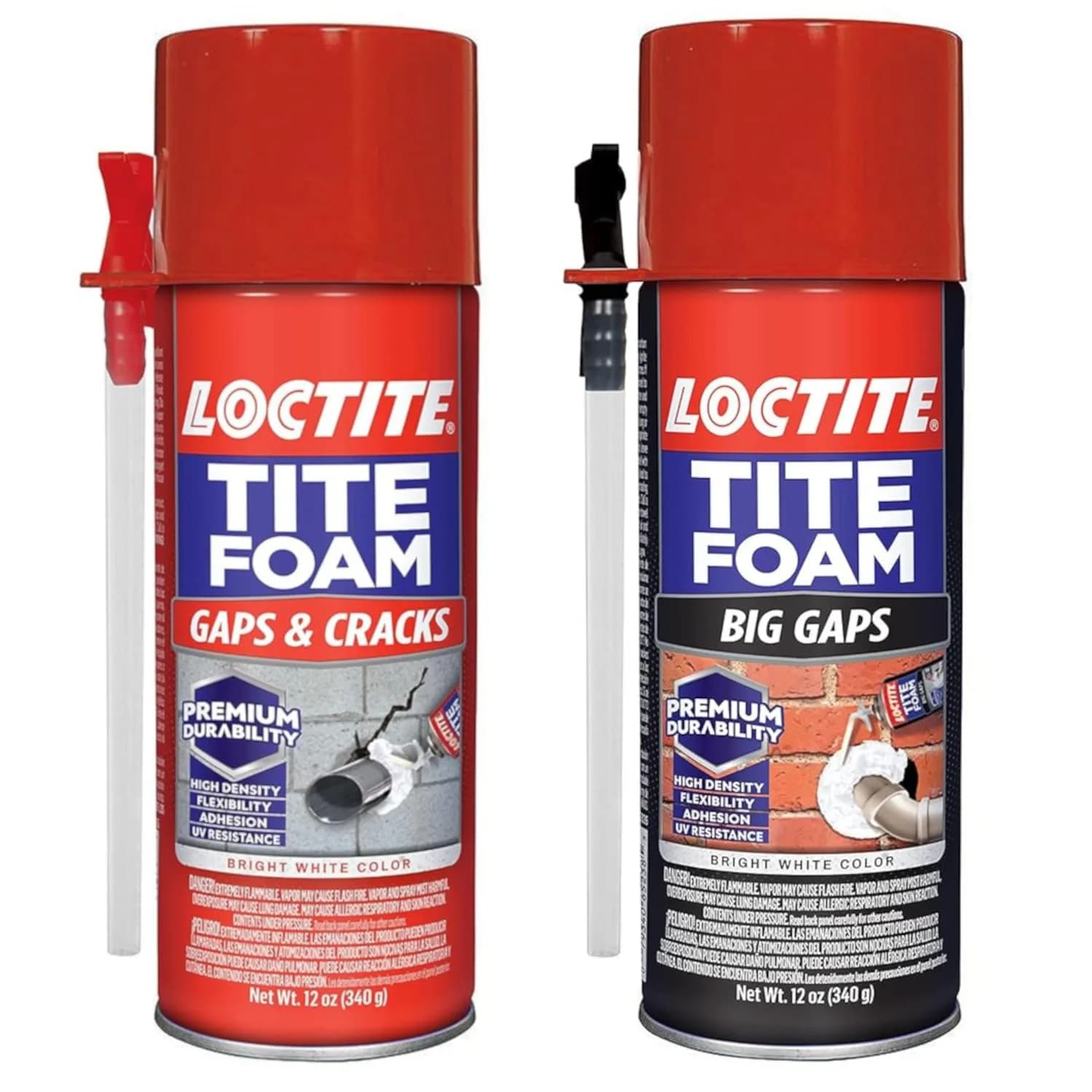 Loctite Tite Foam Gaps & Cracks and Big Gaps Insulating Foam Sealant Bundle 396g (2x12 fl oz) | Seals & Insulates Large Openings - main product image
