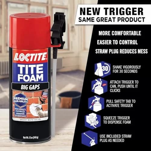 Loctite Tite Foam Gaps & Cracks and Big Gaps Insulating Foam Sealant Bundle 396g (2x12 fl oz) | Seals & Insulates Large Openings thumbnail 6