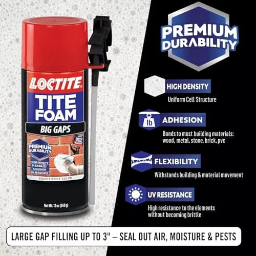 Loctite Tite Foam Gaps & Cracks and Big Gaps Insulating Foam Sealant Bundle 396g (2x12 fl oz) | Seals & Insulates Large Openings thumbnail 8
