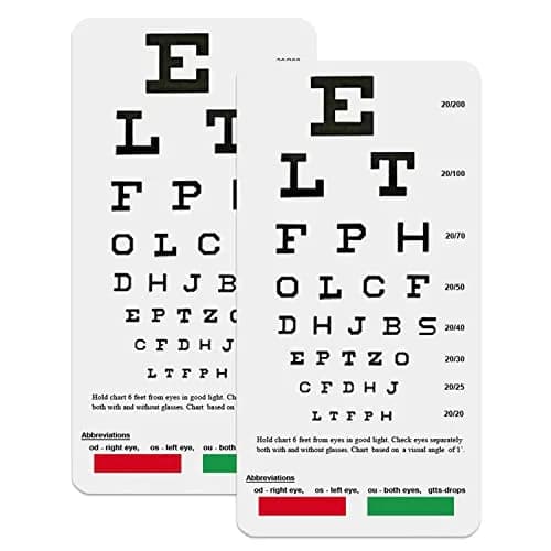 PECULA Pocket Eye Chart 2-Pack | Snellen & Rosenbaum Charts for Vision Testing thumbnail 1
