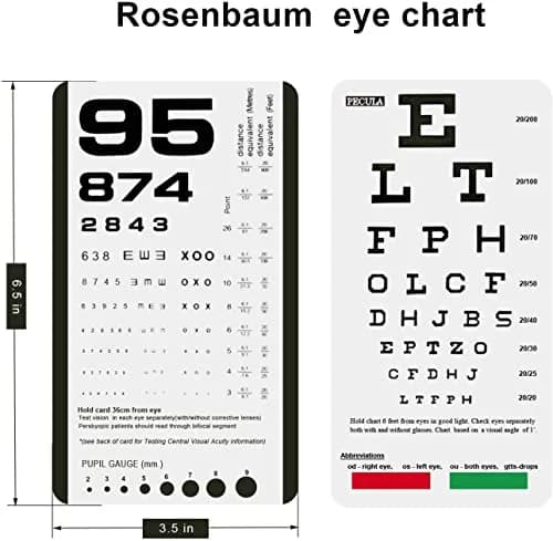 PECULA Pocket Eye Chart 2-Pack | Snellen & Rosenbaum Charts for Vision Testing thumbnail 2