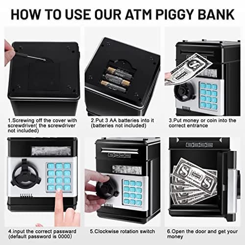 GuDoQi Electronic ATM Piggy Bank for Kids | 15.2cm x 14.7cm x 21cm (5.9" x 5.9" x 8.1") thumbnail 6