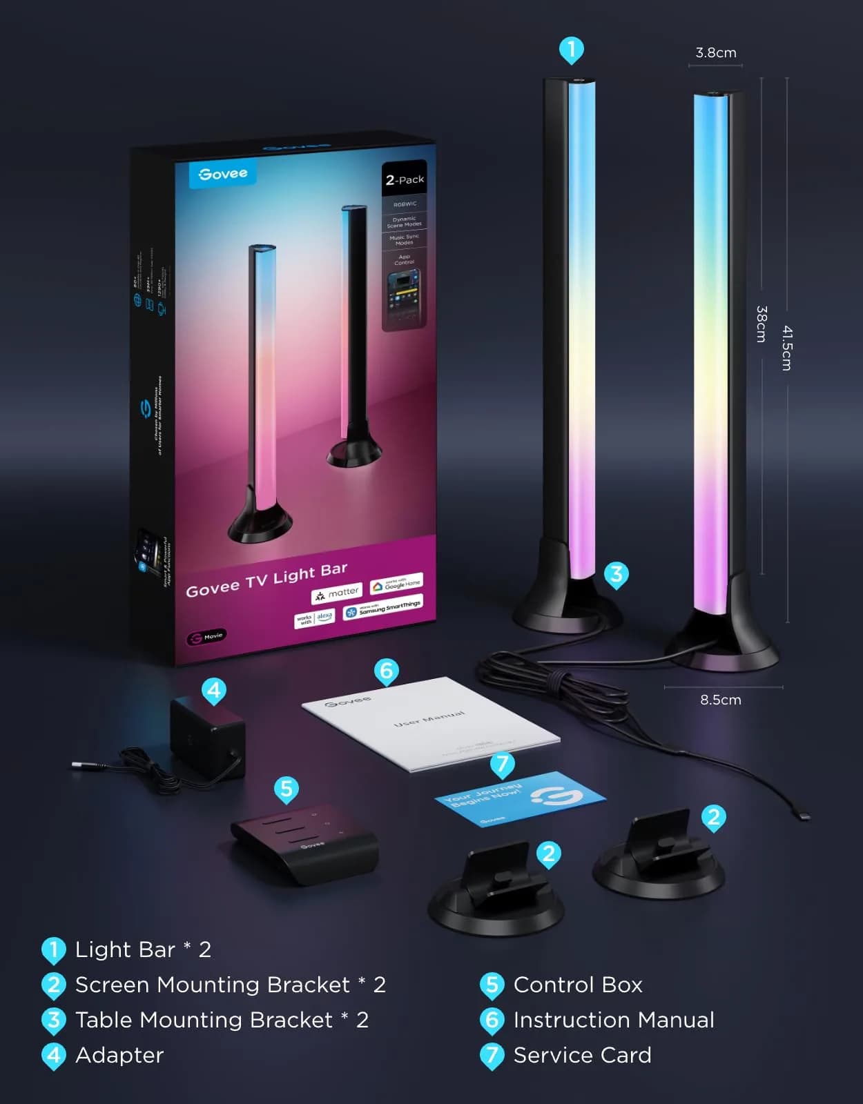 Govee Smart RGBWIC Light Bars 15-Inch WiFi TV Backlight | 27 Extra LEDs for Richer Colors - view 9