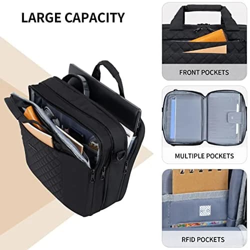 KROSER 17 Inch Expandable Laptop Bag Computer Briefcase with Luggage Strap & TSA Friendly Compartment | Water-Resistant Polyester thumbnail 4