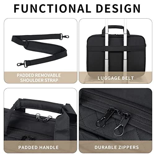 KROSER 17 Inch Expandable Laptop Bag Computer Briefcase with Luggage Strap & TSA Friendly Compartment | Water-Resistant Polyester thumbnail 6