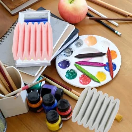 CANIPHA Silicone Crayon Molds for DIY Crafts | 2 Pcs Triangular & Non-Stick Molds (14.4x14.6x1.5cm) thumbnail 6