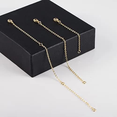 ASH'S CHOICE Gold Necklace Extenders with Lobster Clasp, 3PCS 14K Gold Plated Brass Chains (2, 4, 6 Inches) | Jewelry Findings for Bracelets & Anklets thumbnail 3