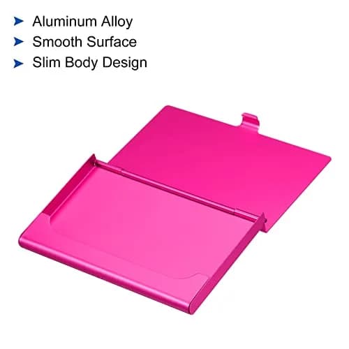 PATIKIL Business Card Holder 3 Pieces Aluminum Alloy Rose Red | Slim, Durable & Professional (93mmx60mmx8mm) thumbnail 4