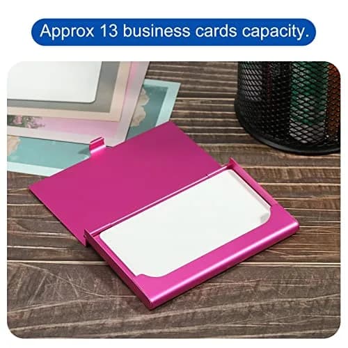 PATIKIL Business Card Holder 3 Pieces Aluminum Alloy Rose Red | Slim, Durable & Professional (93mmx60mmx8mm) thumbnail 5