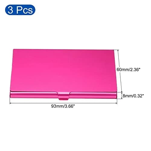 PATIKIL Business Card Holder 3 Pieces Aluminum Alloy Rose Red | Slim, Durable & Professional (93mmx60mmx8mm) thumbnail 2
