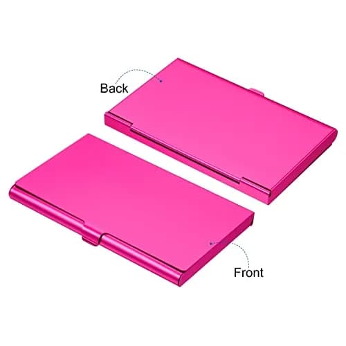 PATIKIL Business Card Holder 3 Pieces Aluminum Alloy Rose Red | Slim, Durable & Professional (93mmx60mmx8mm) thumbnail 3