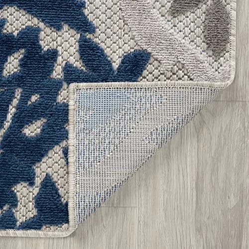 Tayse Ostro Modern Floral Blue Large 8x10 Indoor Outdoor Rug | Waterproof, Fade Resistant, Easy Care thumbnail 7