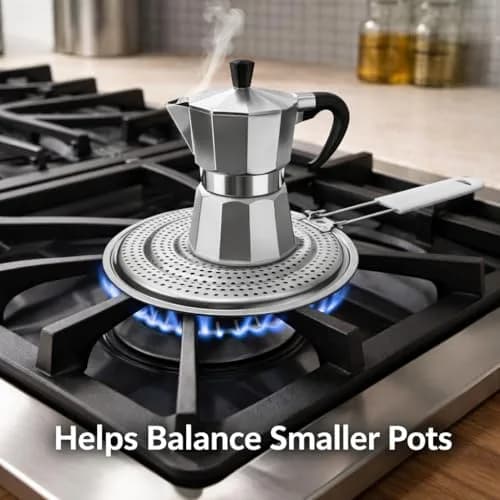 HIC Kitchen Heat Diffuser Set of 2 with Removable Handle, Stainless Steel 20.96cm (8.25-Inch) | Even Heat Distribution for Gas, Electric, Glass Stovetops thumbnail 4