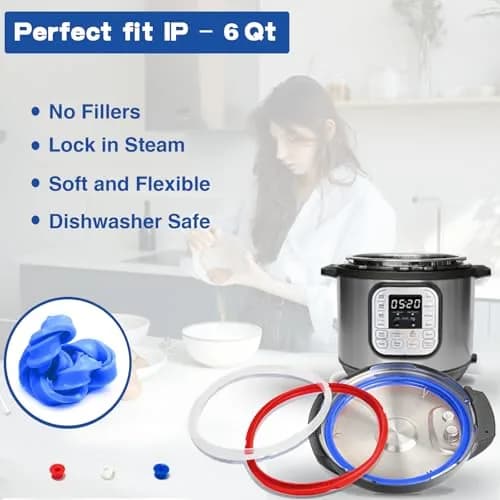 Fuator Mini 3Qt Instant Pot Sealing Ring & Float Valve Caps | 3 Pack Clear, Red, Blue thumbnail 5