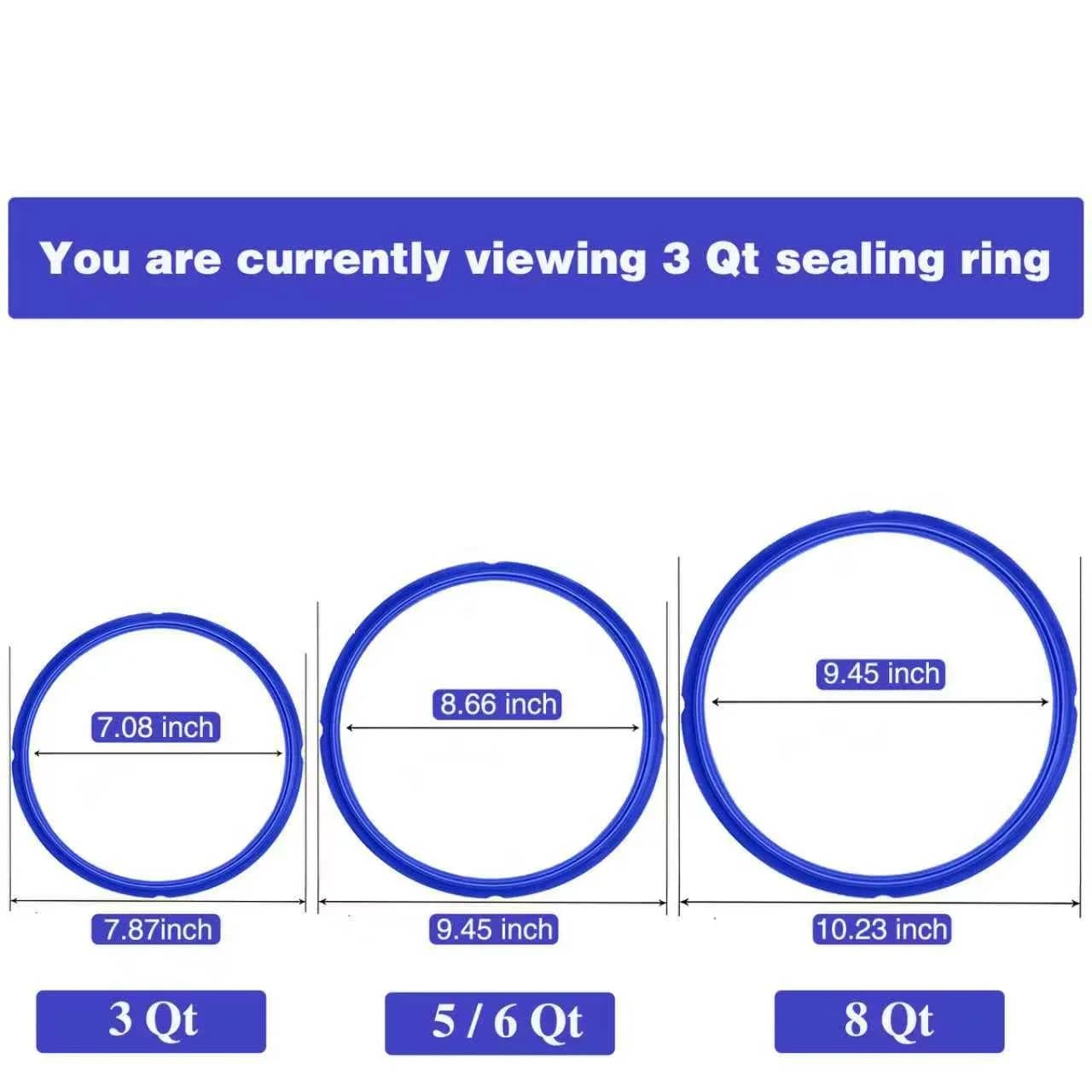 Fuator Mini 3Qt Instant Pot Sealing Ring & Float Valve Caps | 3 Pack Clear, Red, Blue - view 2